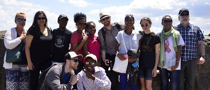Professors Andrew Walsh, Ian Colquhoun and participants in an Anthropology field course