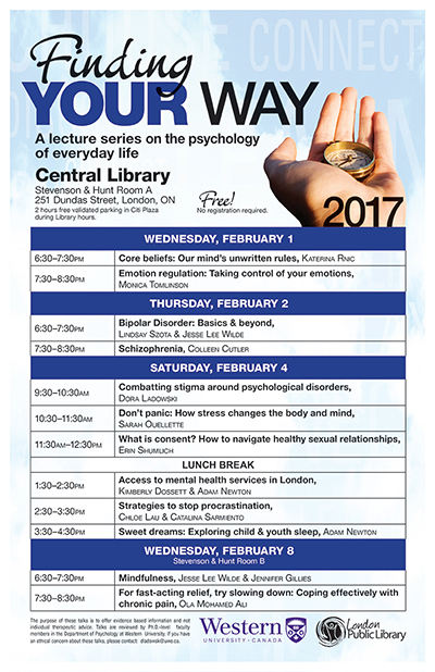 Schedule for the 2017 Finding Your Way lecture series