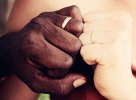 Couple hands with wedding rings