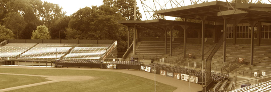Modern-day Labatt Memorial Park, in sepia tone, is Canada's oldest continuously operated baseball field. Photo by Debora Van Brenk / Western News