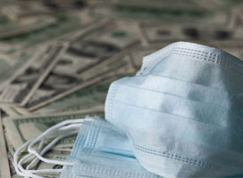 non-medical mask on money