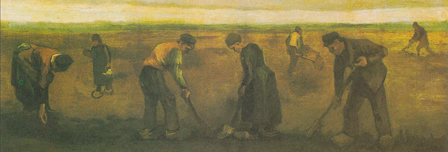 Peasants planting potatoes (1884) by Vincent van Gogh (Public domain)